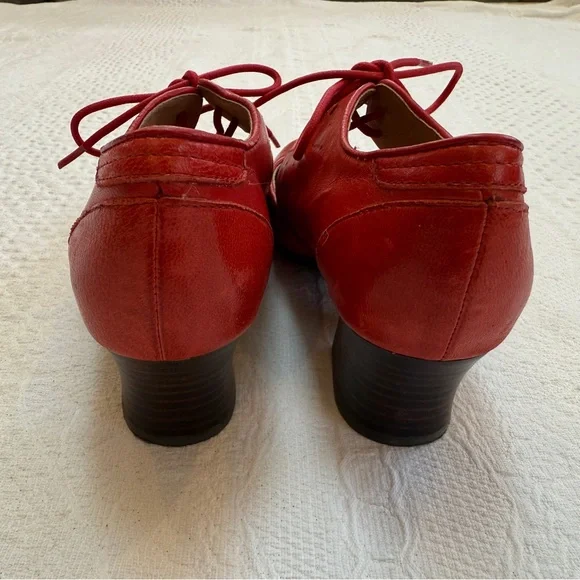 MIZ MOOZ Fordham Cutout Oxford Pumps sz 7.5/38 Red Leather Heels Shoes - Picture 5 of 7